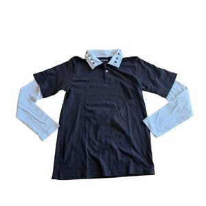 Hot Topic juniors Sz S black and white studded  collar twofer top